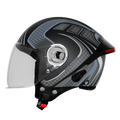 Steelbird Sbh-64 Zip Rebel Riders Black Grey Half Face Helmet