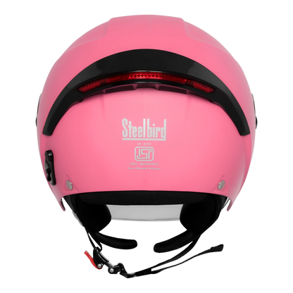 Steelbird Sbh-64 Zip Rf Baby Pink Half Face Helmet