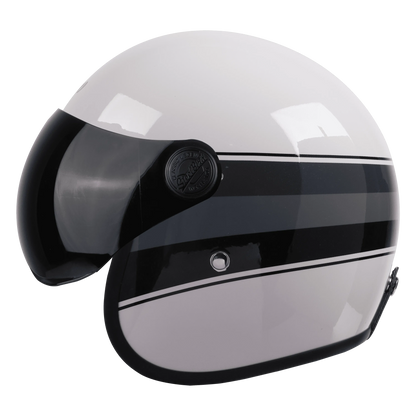 Steelbird Sbh54 Vintage S1 White Black Half Face Helmet