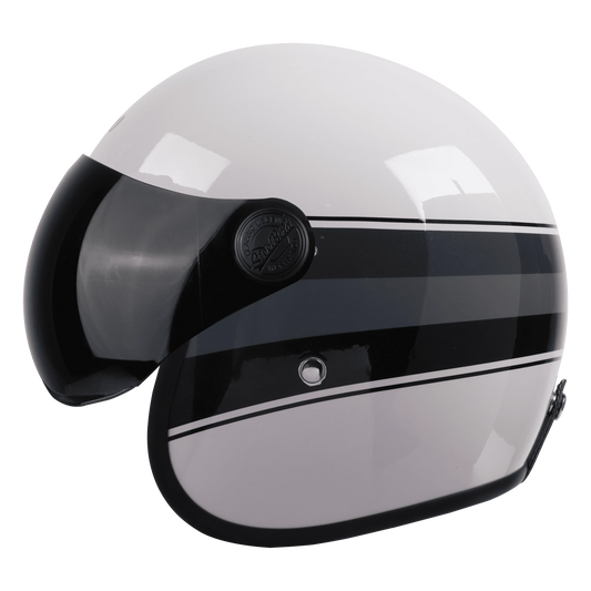 Steelbird Sbh54 Vintage S1 White Black Half Face Helmet