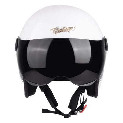 Steelbird Sbh54 Vintage S1 White Black Half Face Helmet
