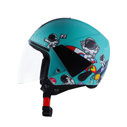 Steelbird Sbh5 Astronaut Caribbean green Half face helmet
