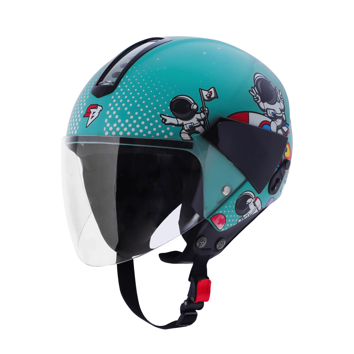 Steelbird Sbh5 Astronaut Caribbean green Half face helmet
