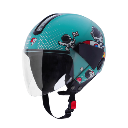 Steelbird Sbh5 Astronaut Caribbean green Half face helmet