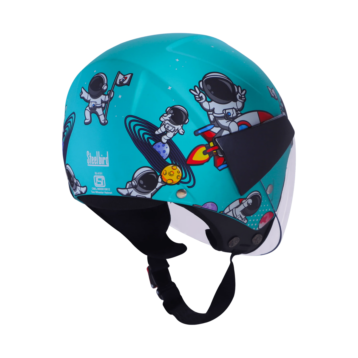 Steelbird Sbh5 Astronaut Caribbean green Half face helmet
