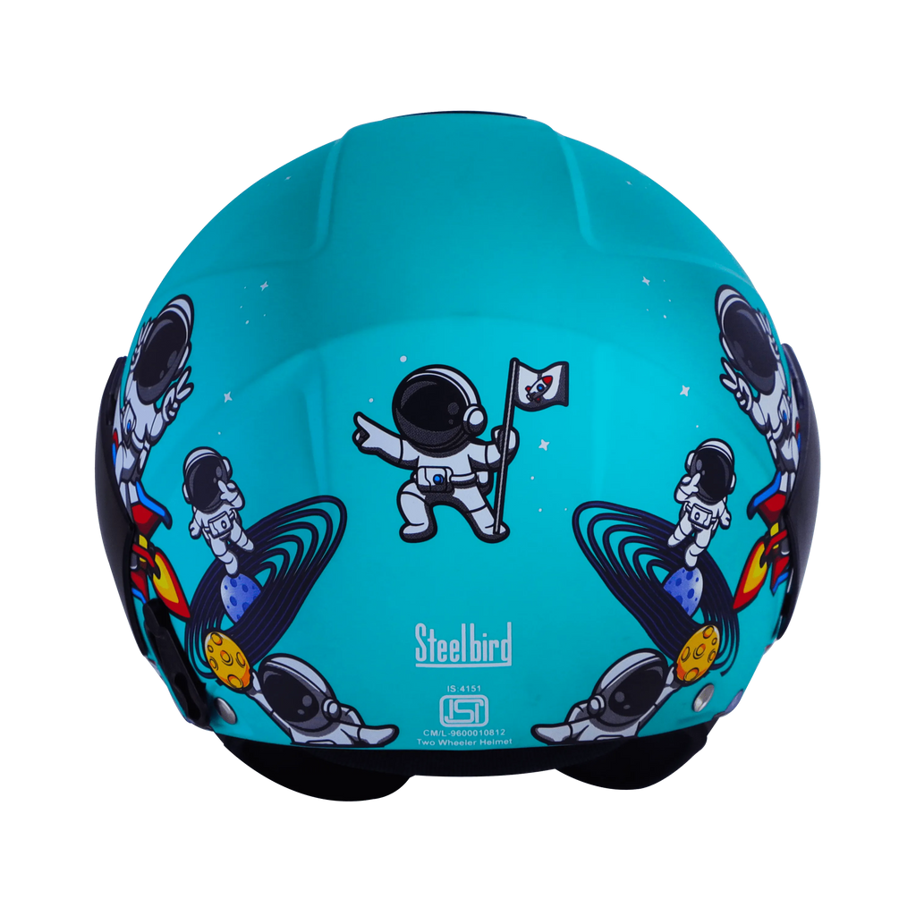 Steelbird Sbh5 Astronaut Caribbean green Half face helmet
