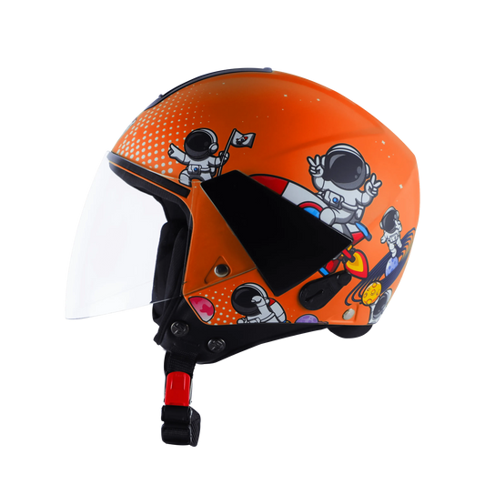 Steelbird Sbh5 Astronaut Orange Half Face Helmet