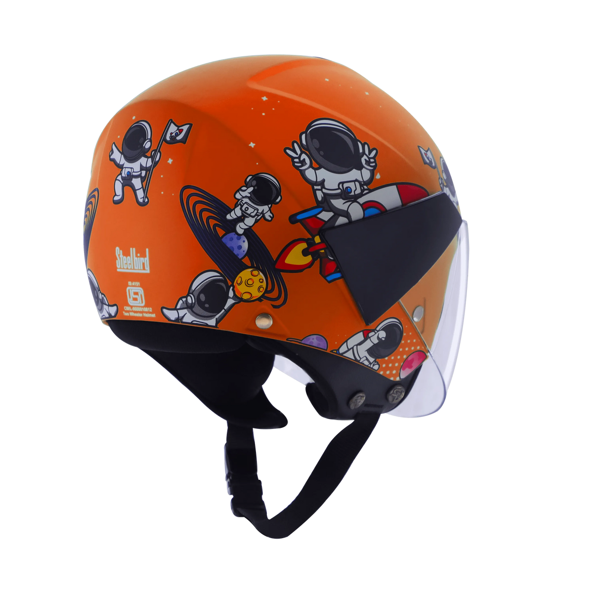 Steelbird Sbh5 Astronaut Orange Half Face Helmet