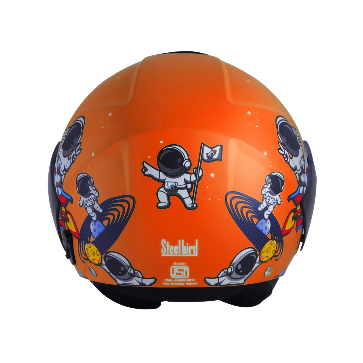 Steelbird Sbh5 Astronaut Orange Half Face Helmet