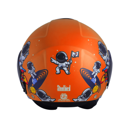 Steelbird Sbh5 Astronaut Orange Half Face Helmet