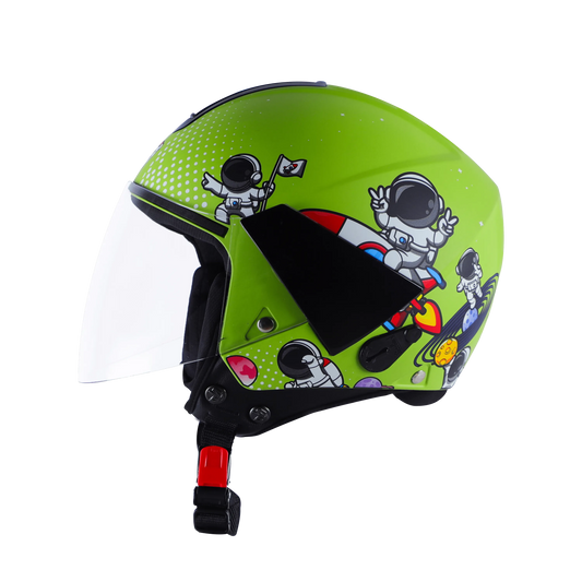 Steelbird Sbh5 Astronaut Yellow Green Half Face Helmet