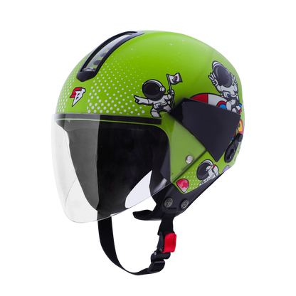 Steelbird Sbh5 Astronaut Yellow Green Half Face Helmet