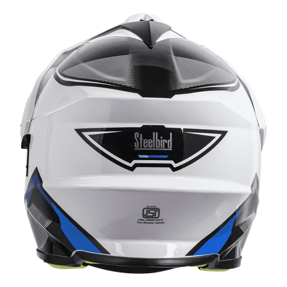 STEELBIRD Sbh 13 Racer White Blue Off Road Helmet