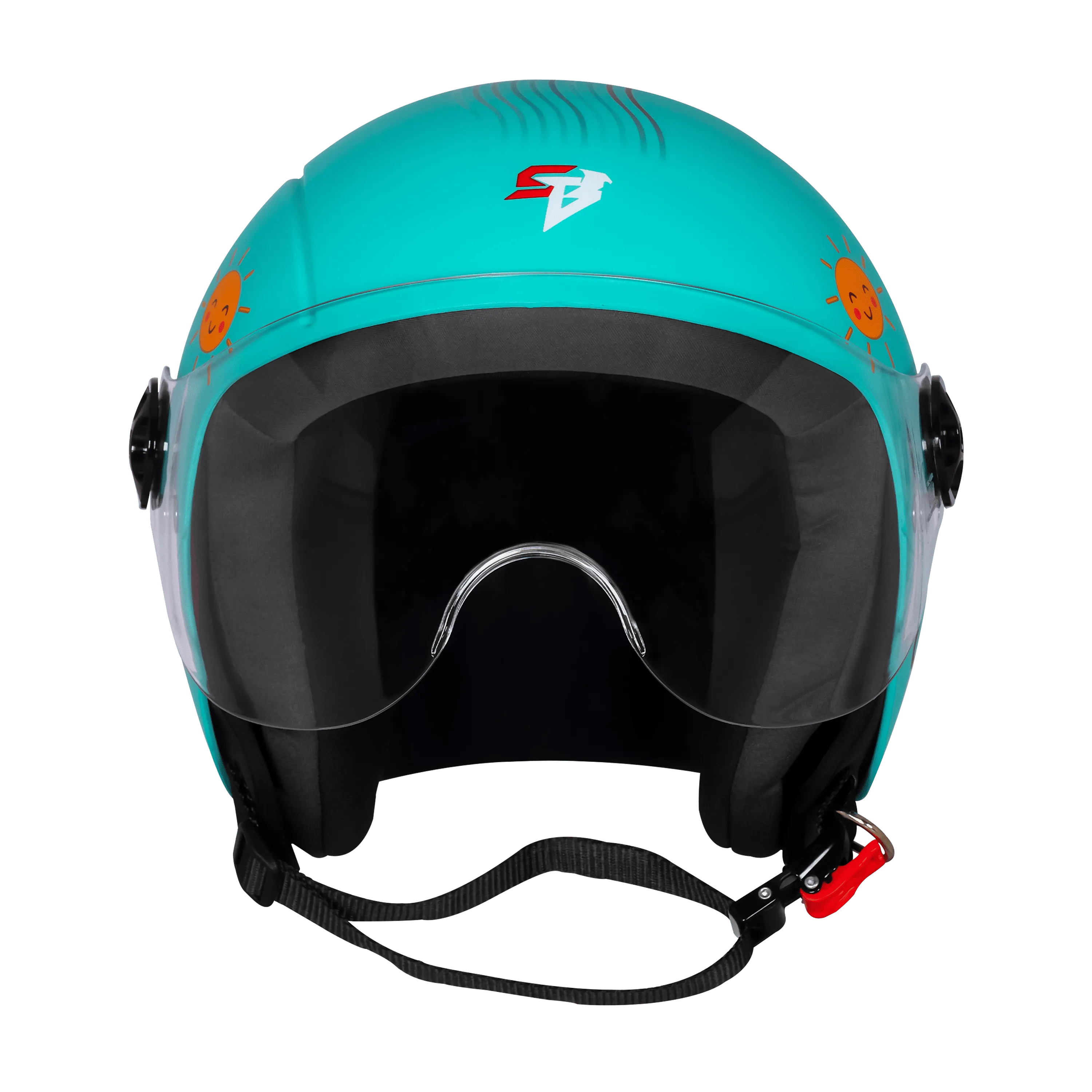 Steelbird Sbh 16 Let's Go Cyan Green Red Half Face Helmet