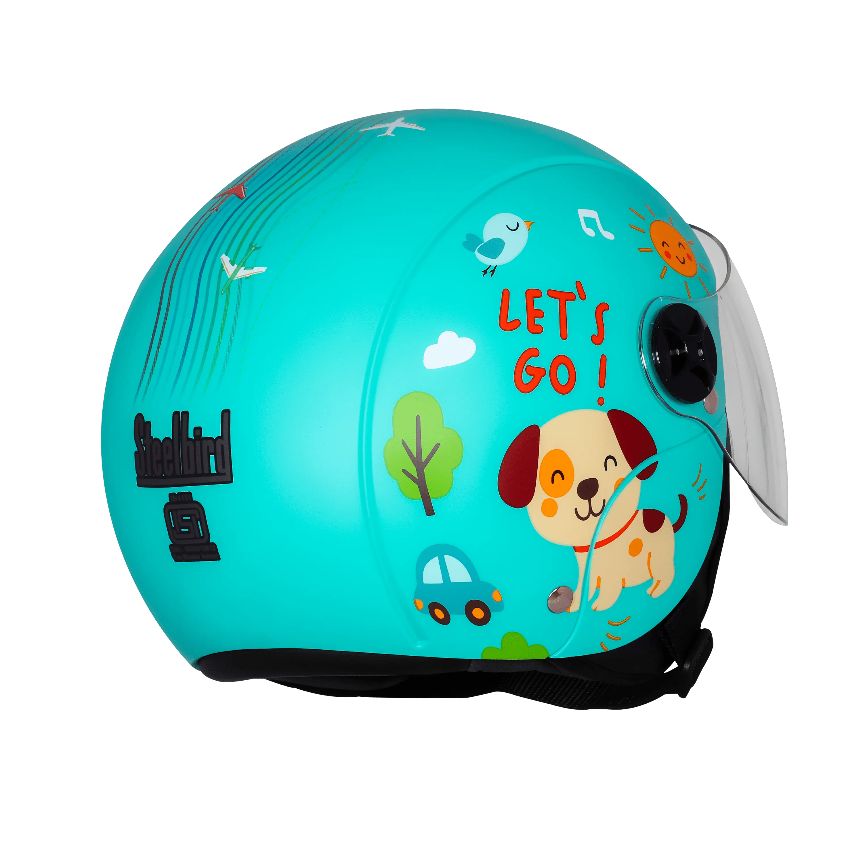 Steelbird Sbh 16 Let's Go Cyan Green Red Half Face Helmet