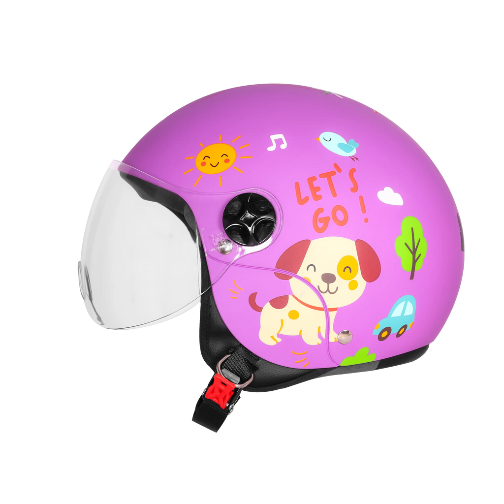 Steelbird Sbh 16 Let's Go Glossy Purple Red Half Face Helmet