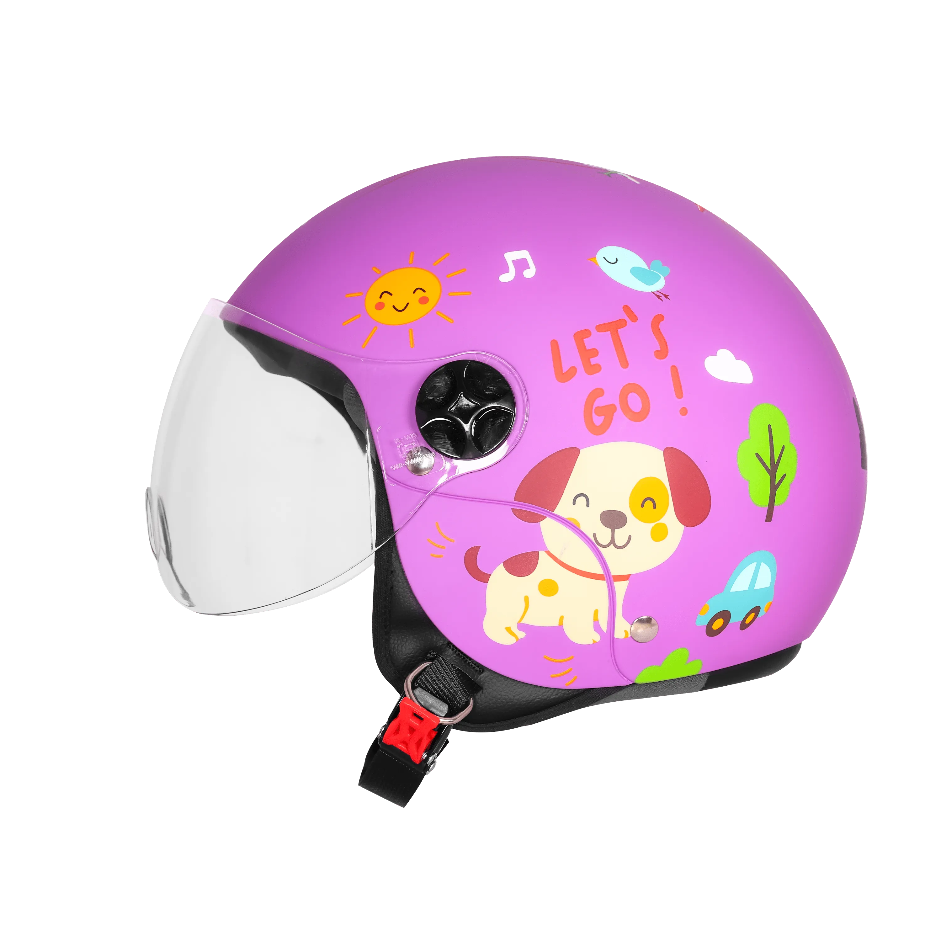 Steelbird Sbh 16 Let's Go Glossy Purple Red Half Face Helmet