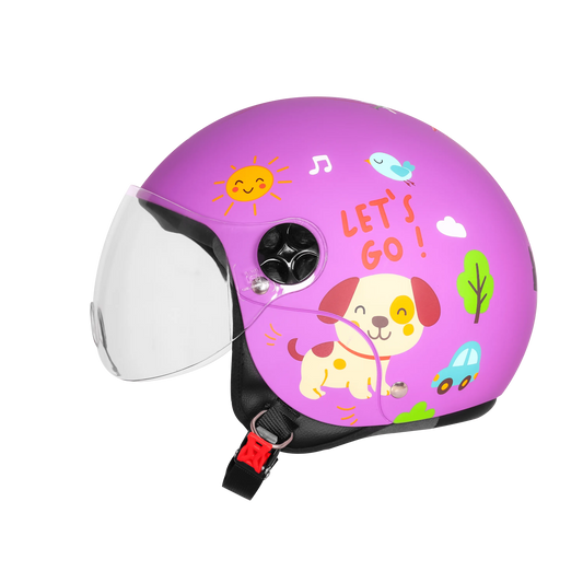 Steelbird Sbh 16 Let's Go Glossy Purple Red Half Face Helmet
