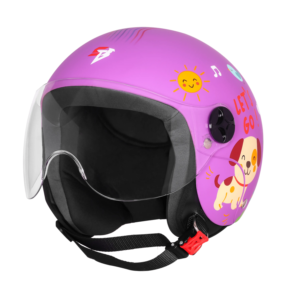 Steelbird Sbh 16 Let's Go Glossy Purple Red Half Face Helmet