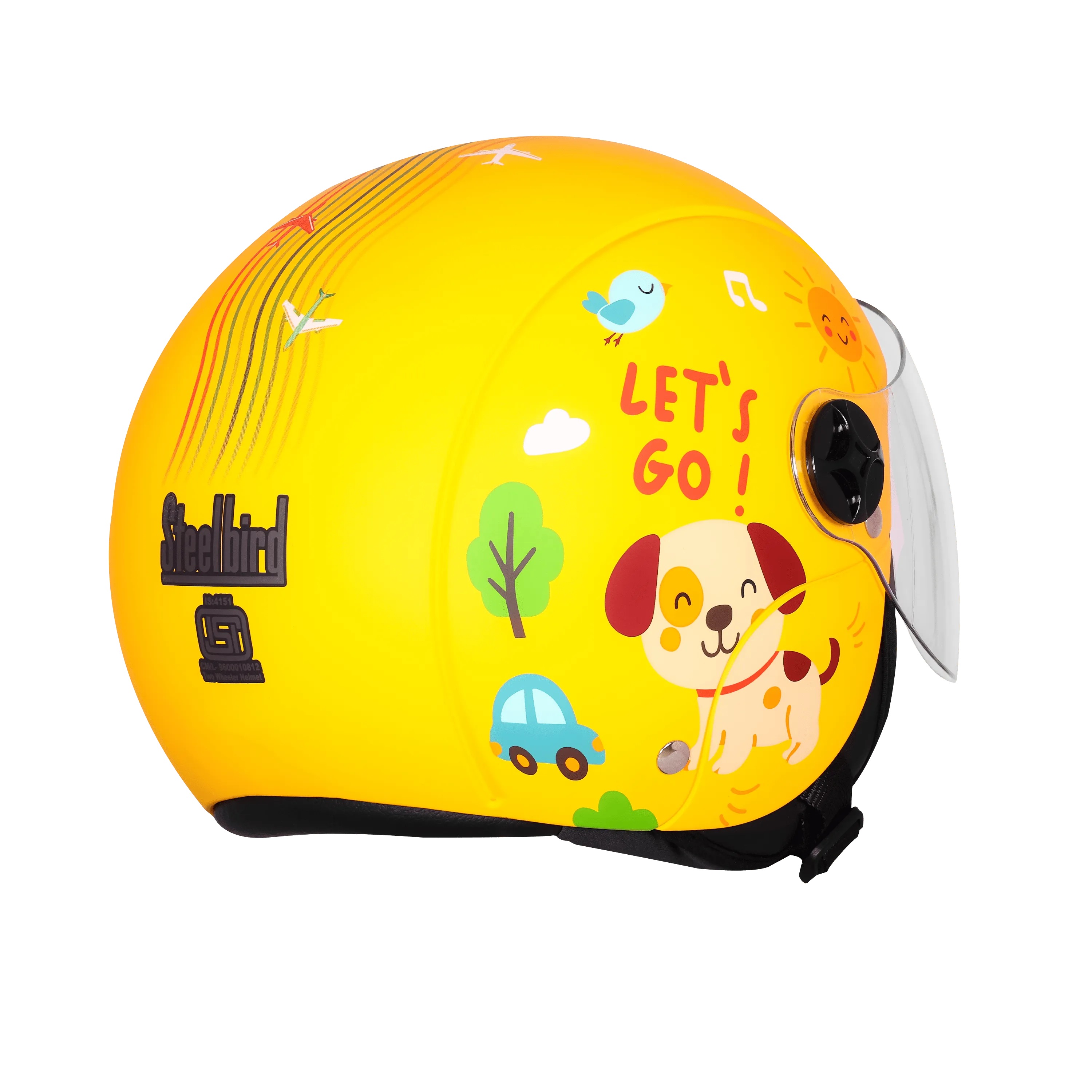Steelbird Sbh 16 Let's go Moon Yellow Half Face Helmet