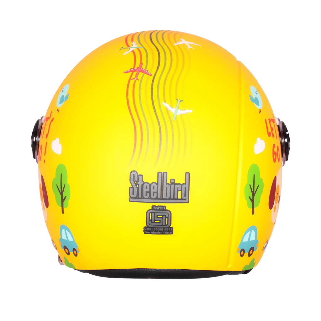 Steelbird Sbh 16 Let's go Moon Yellow Half Face Helmet