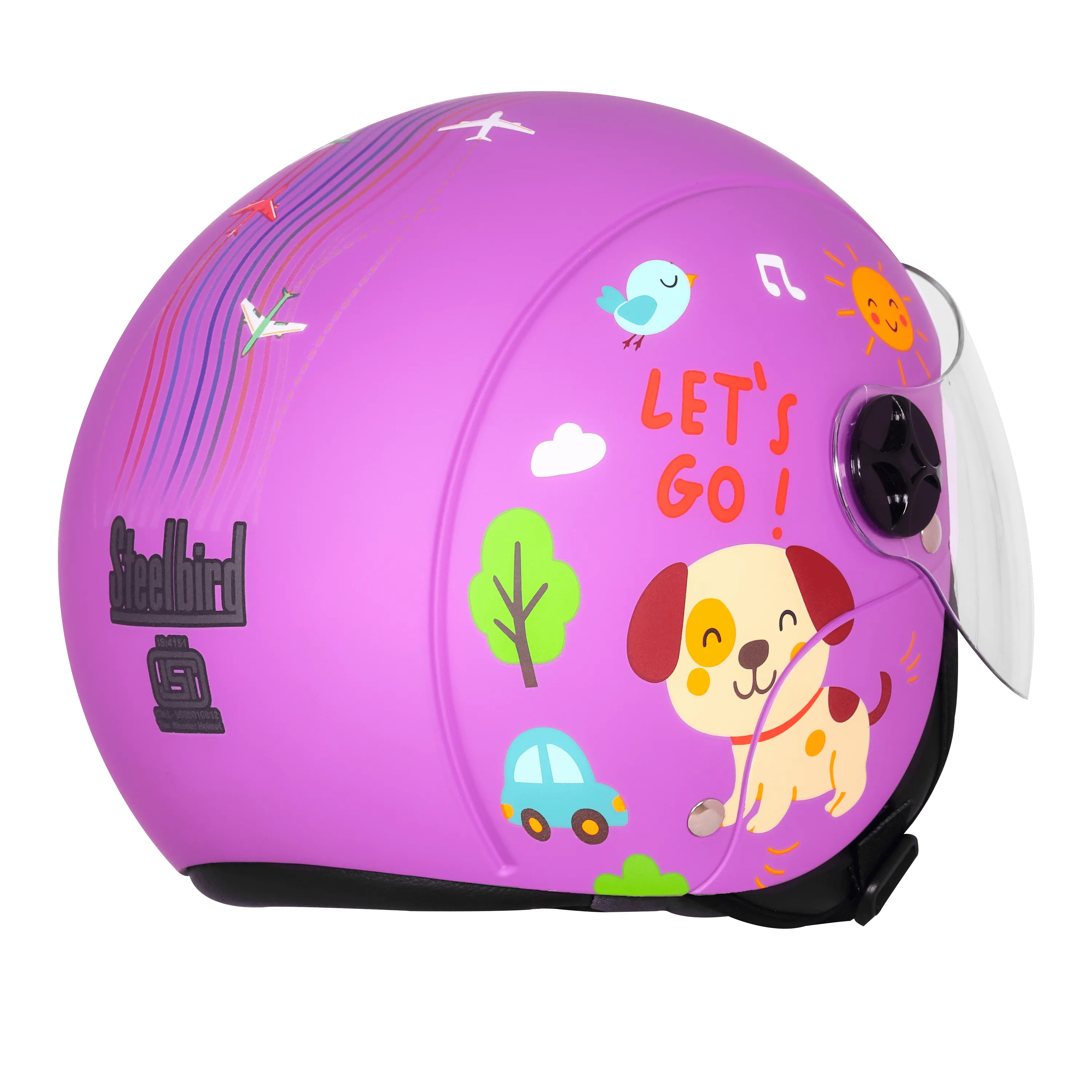 Steelbird Sbh 16 Let's Go Purple Red Half Face Helmet