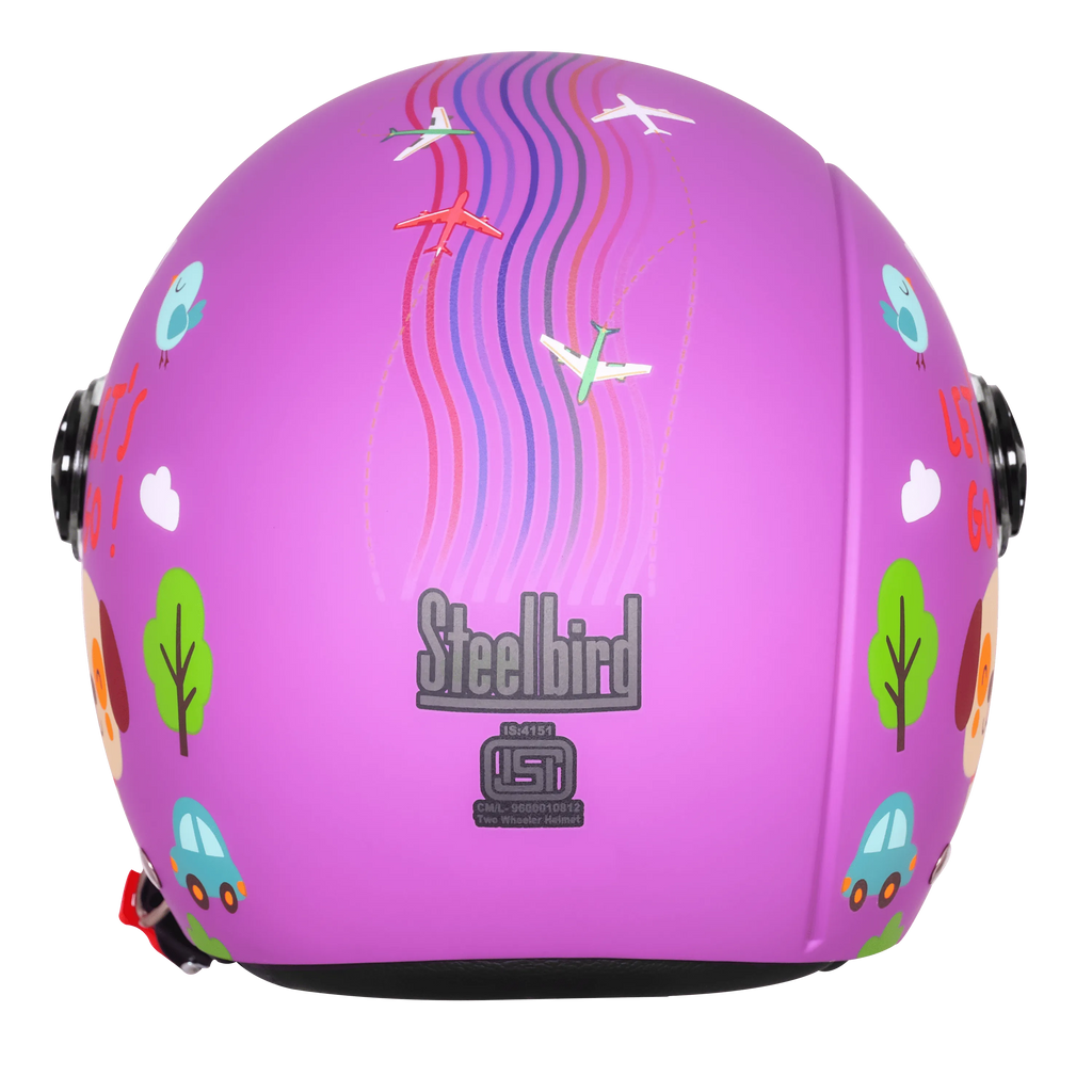 Steelbird Sbh 16 Let's Go Purple Red Half Face Helmet