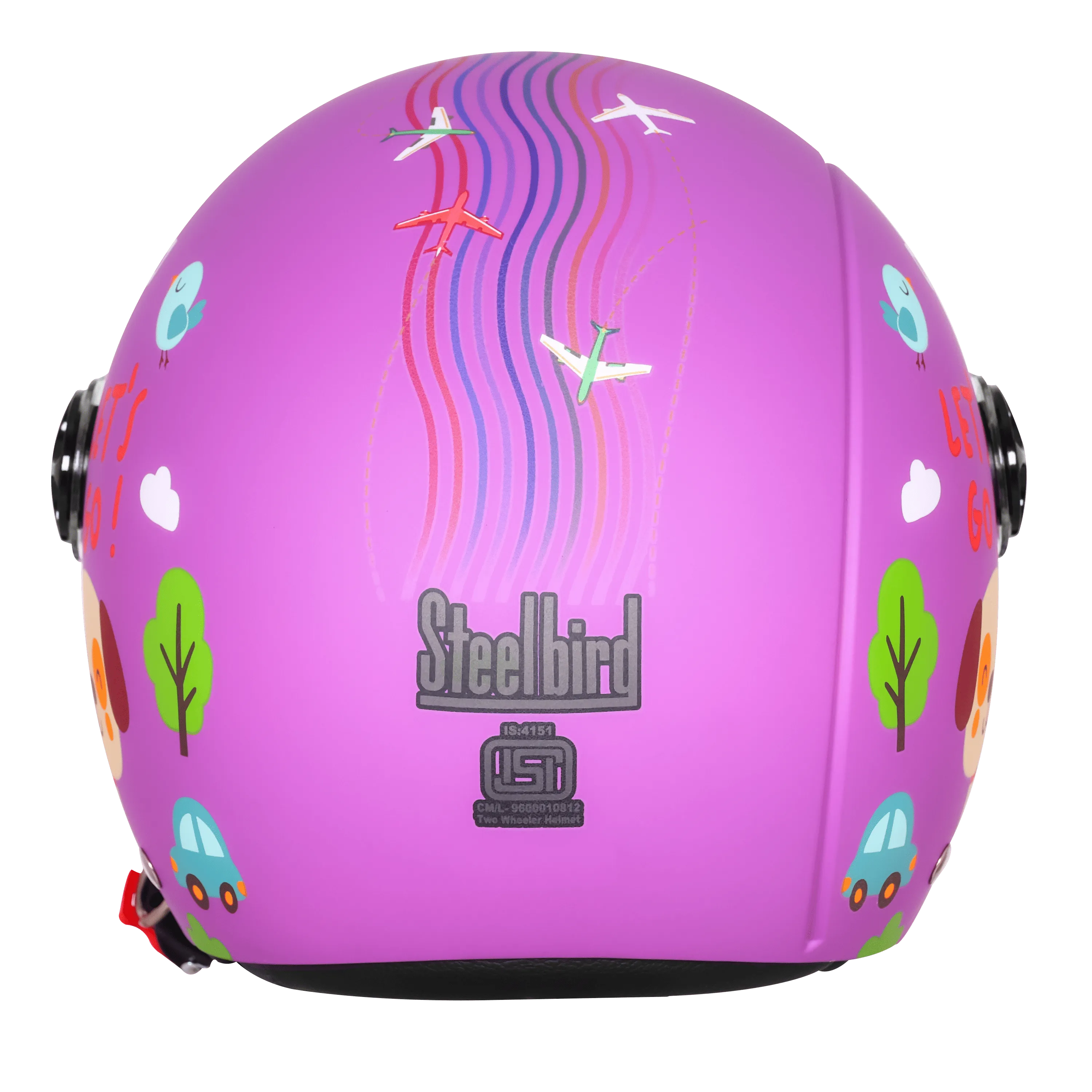 Steelbird Sbh 16 Let's Go Purple Red Half Face Helmet