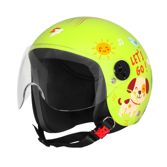 Steelbird Sbh 16 Let's Go Yellow Green Red Half Face Helmet