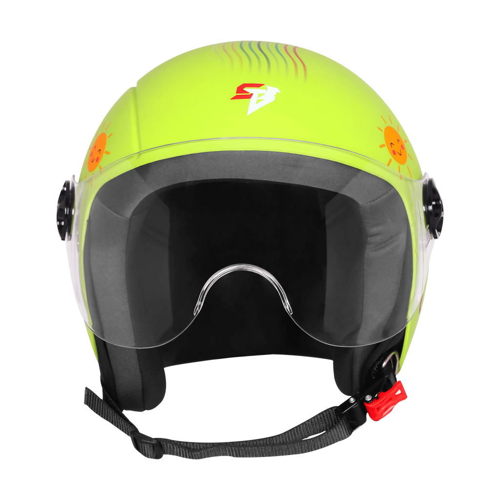 Steelbird Sbh 16 Let's Go Yellow Green Red Half Face Helmet