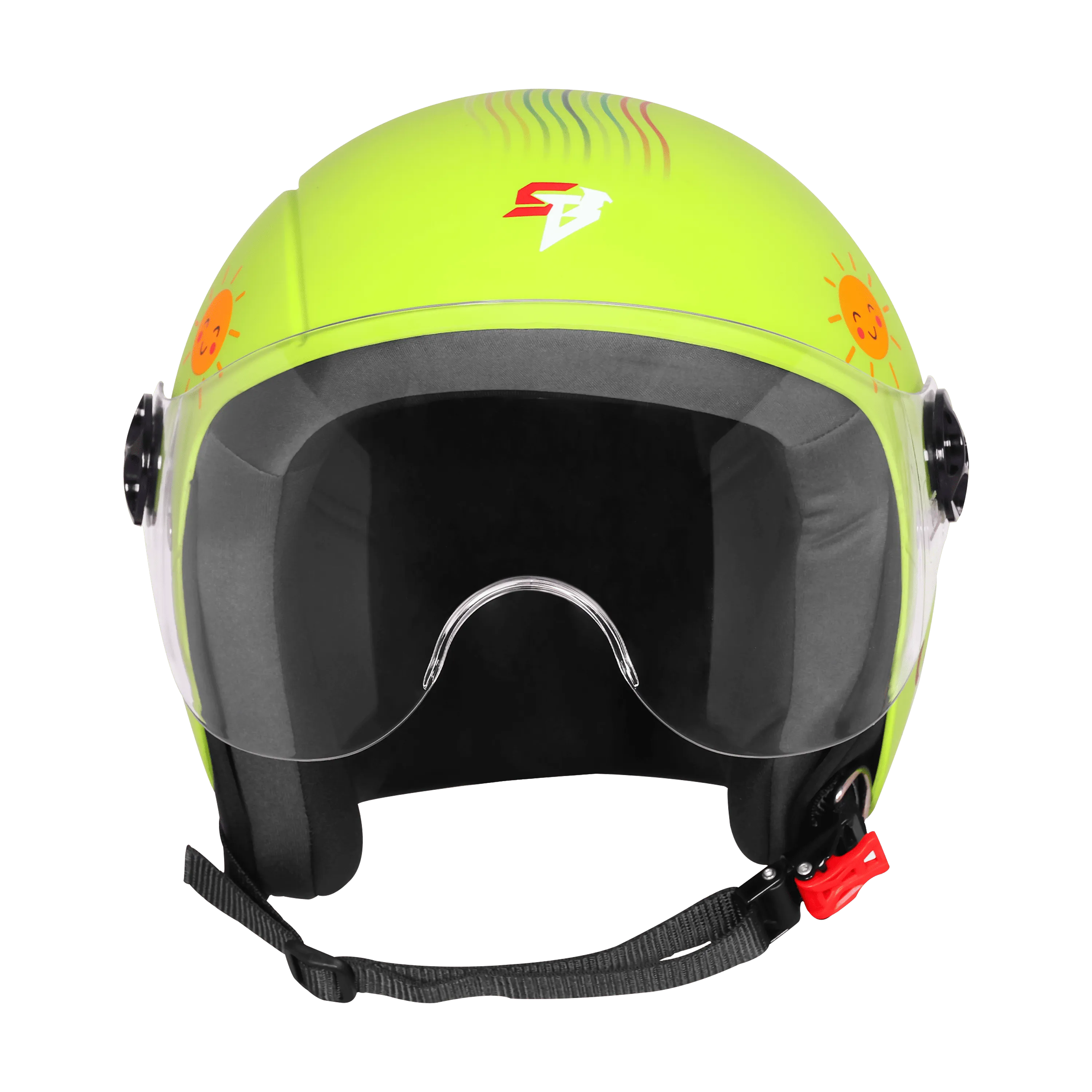 Steelbird Sbh 16 Let's Go Yellow Green Red Half Face Helmet