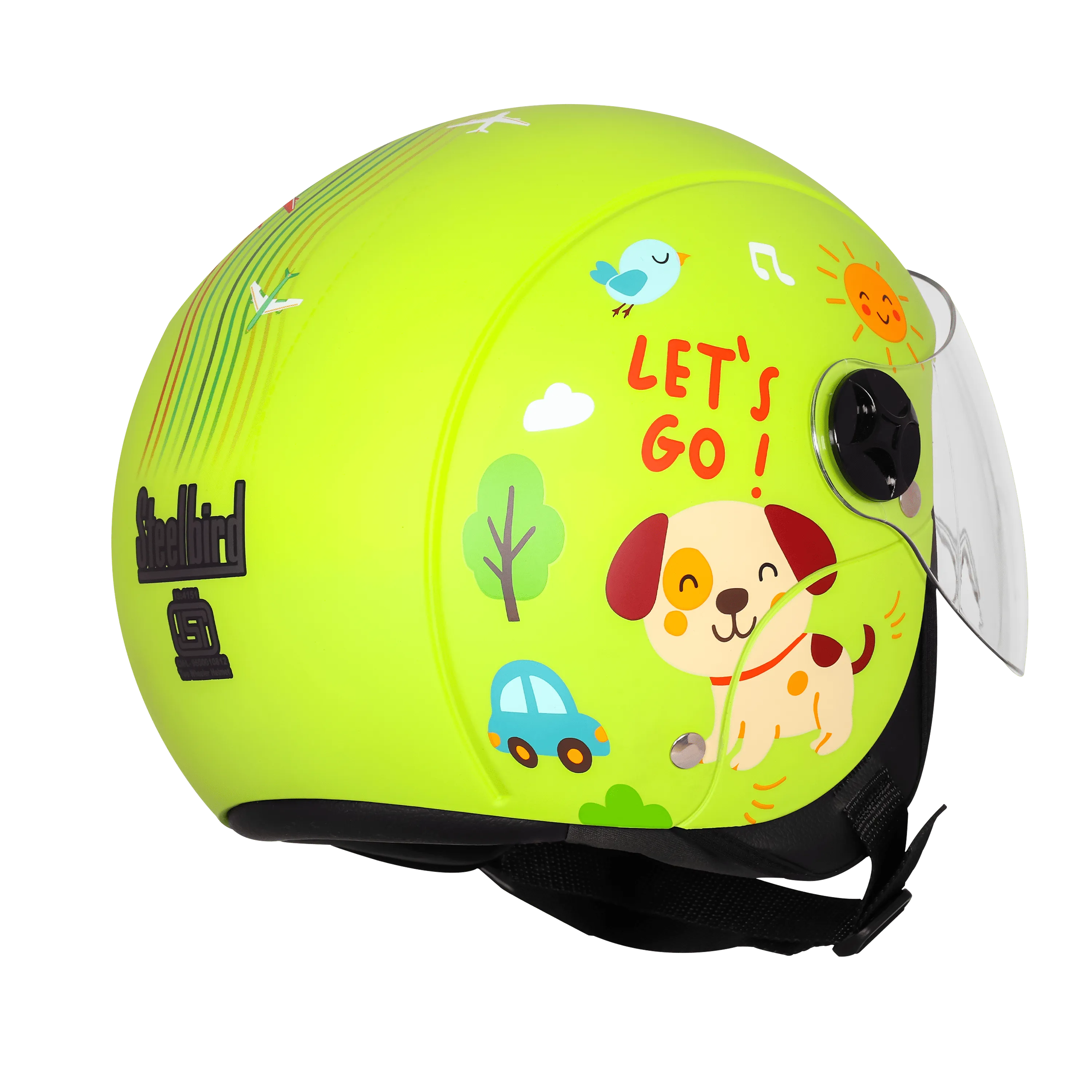 Steelbird Sbh 16 Let's Go Yellow Green Red Half Face Helmet