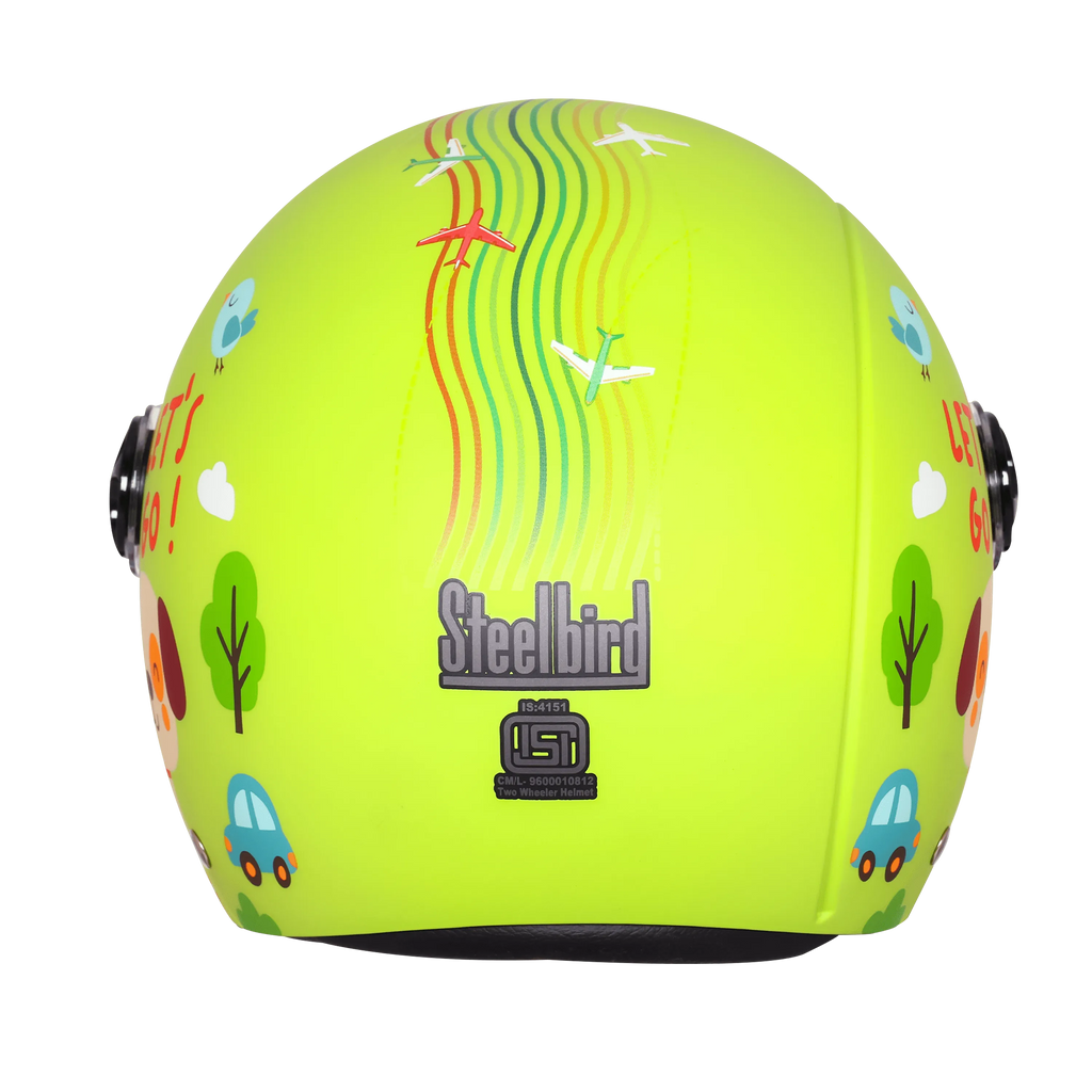 Steelbird Sbh 16 Let's Go Yellow Green Red Half Face Helmet