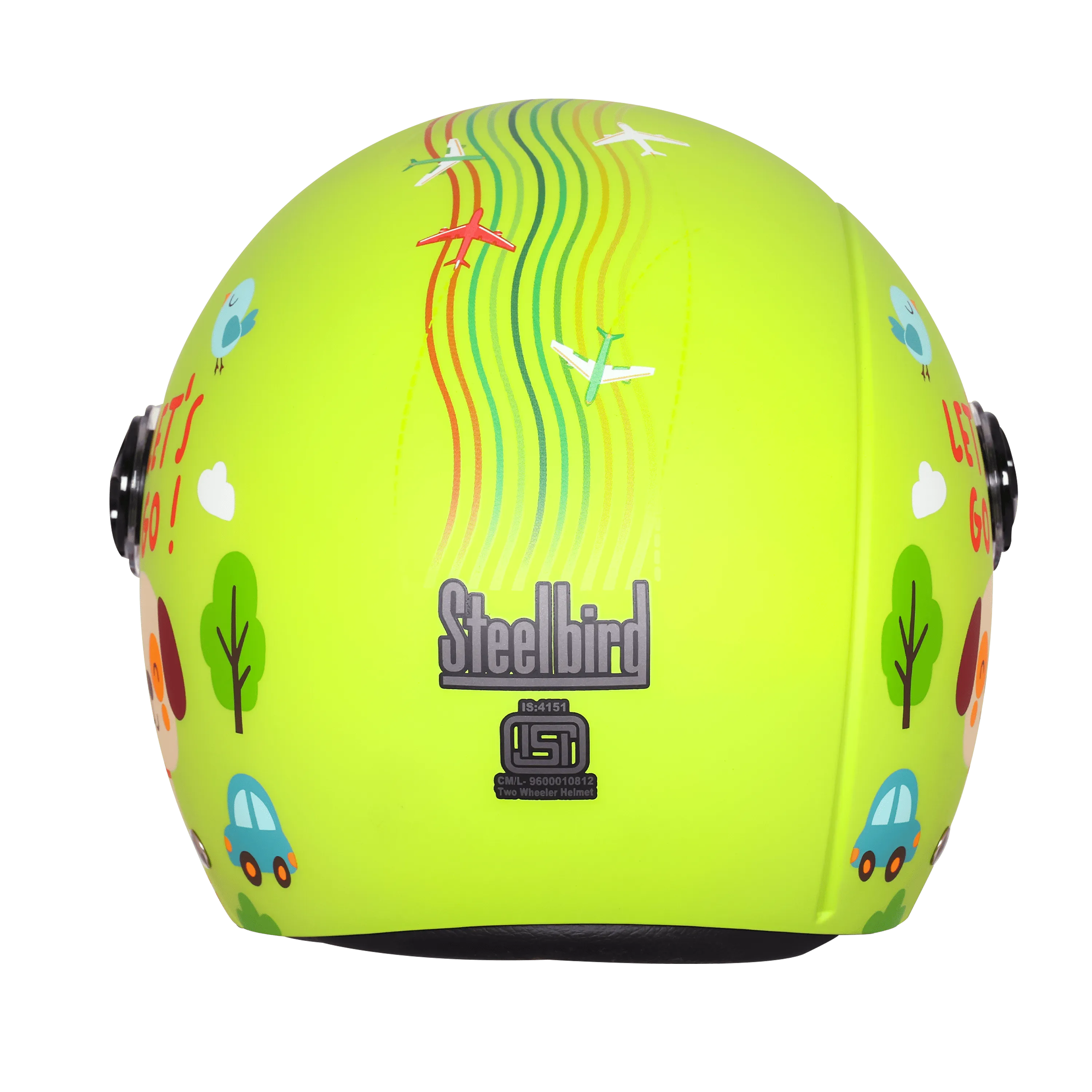 Steelbird Sbh 16 Let's Go Yellow Green Red Half Face Helmet