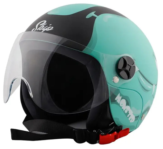 Steelbird Sbh 16 Skip Toad Caribean Green Half Face Helmet