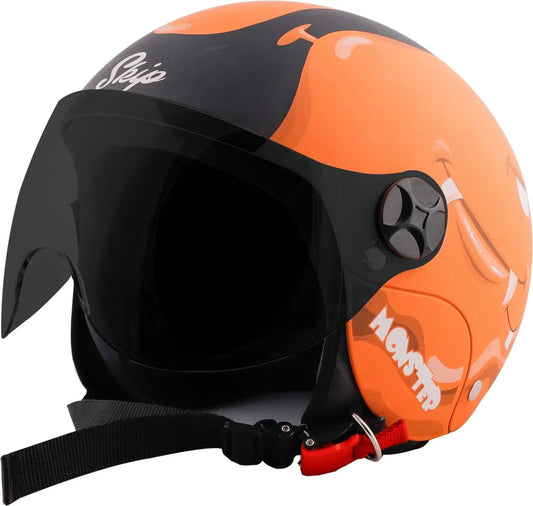 Steelbird Sbh 16 Skip Toad Coral Orange Half Face Helmet