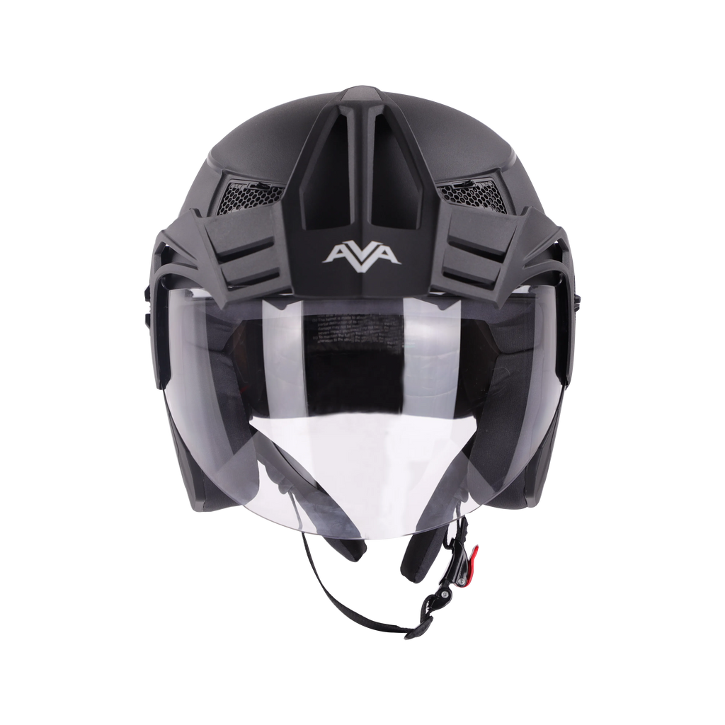 STEELBIRD Sbh 23 Ava Dashing Black P cap Half Face Helmet