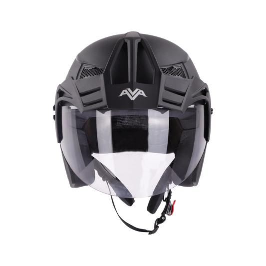 STEELBIRD Sbh 23 Ava Dashing Black P cap Half Face Helmet