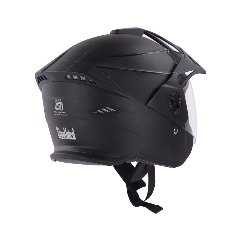 STEELBIRD Sbh 23 Ava Dashing Black P cap Half Face Helmet