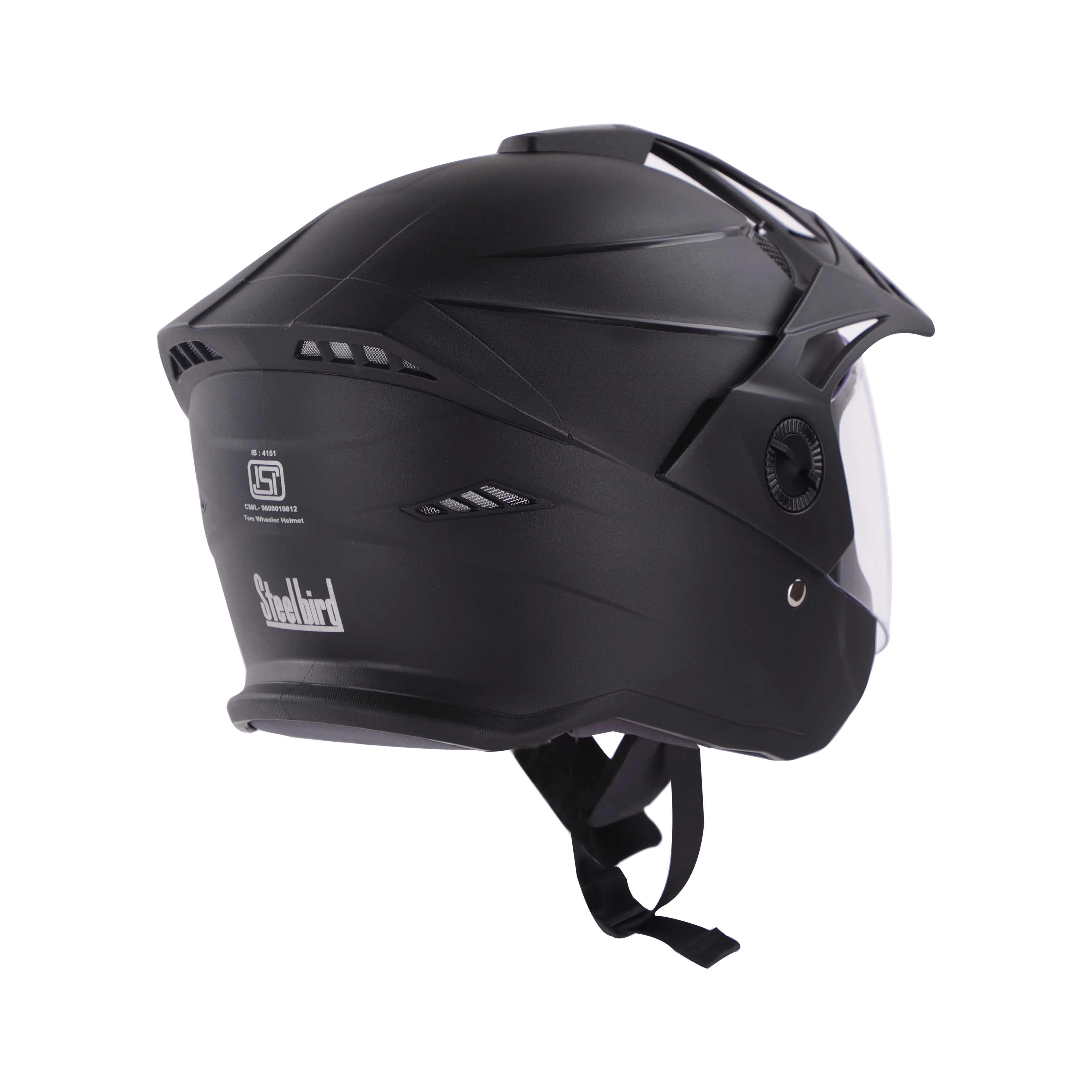 STEELBIRD Sbh 23 Ava Dashing Black P cap Half Face Helmet