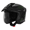Steelbird Sbh 23 Ava Racer Black Battle Green Half Face Helmet