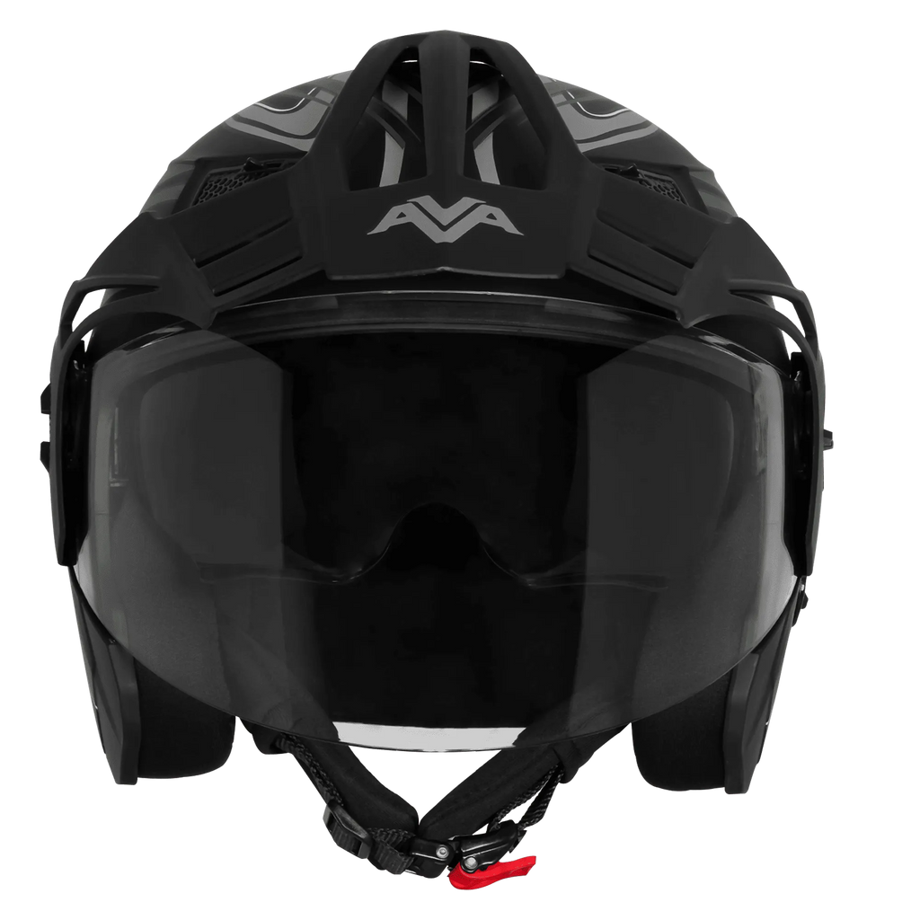 Steelbird Sbh 23 Ava Racer Black Battle Green Half Face Helmet
