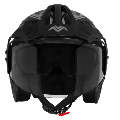 Steelbird Sbh 23 Ava Racer Black Battle Green Half Face Helmet