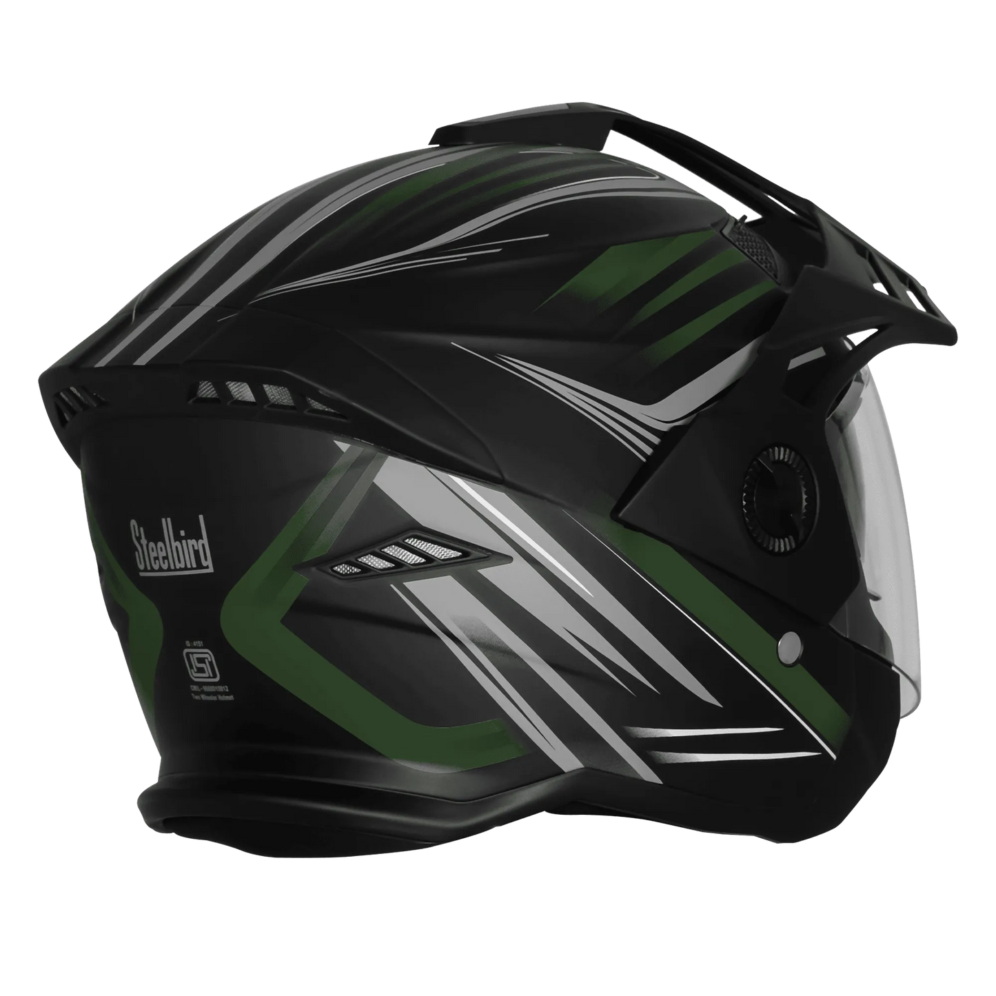 Steelbird Sbh 23 Ava Racer Black Battle Green Half Face Helmet