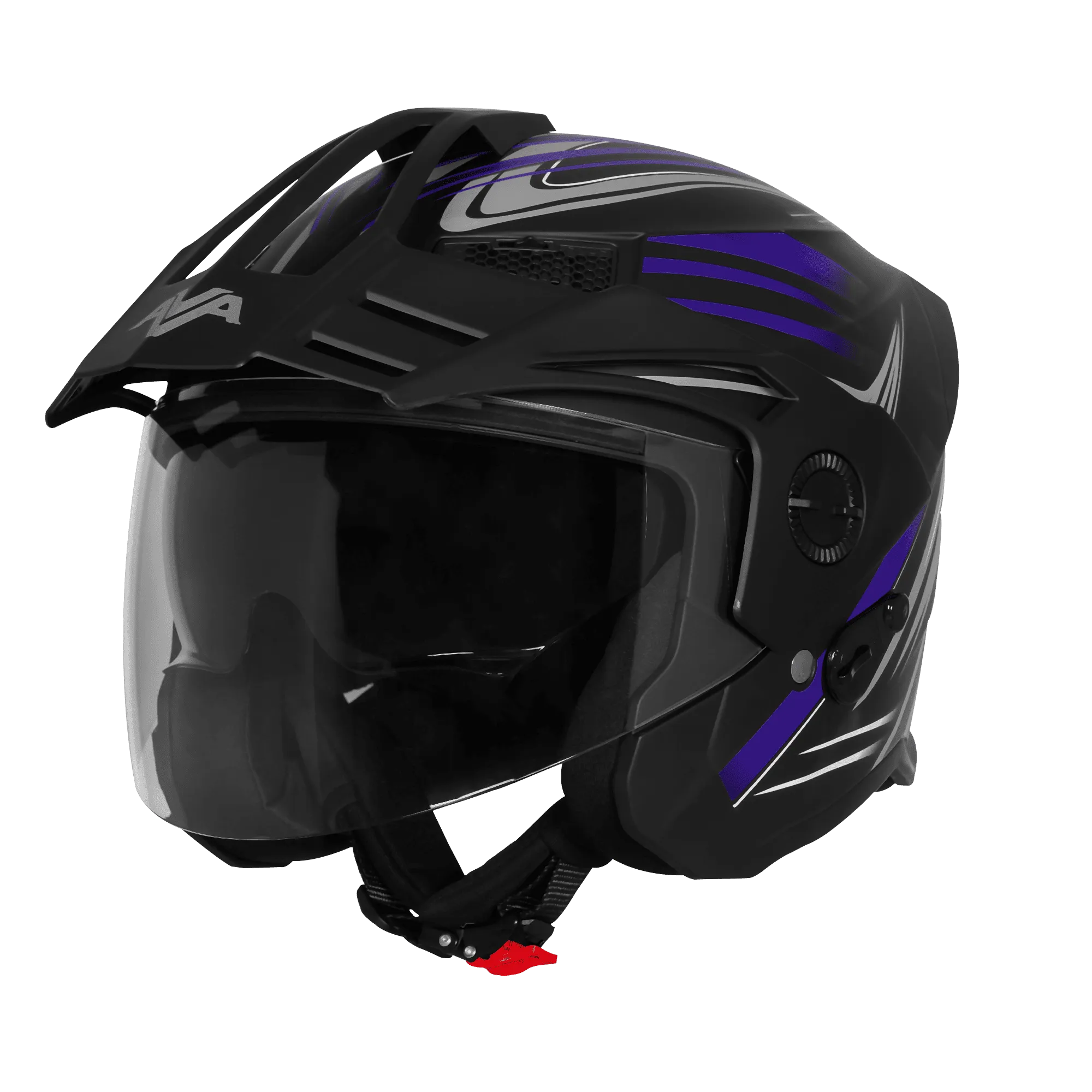 Steelbird Sbh 23 Ava Racer Black Blue Half Face Helmet