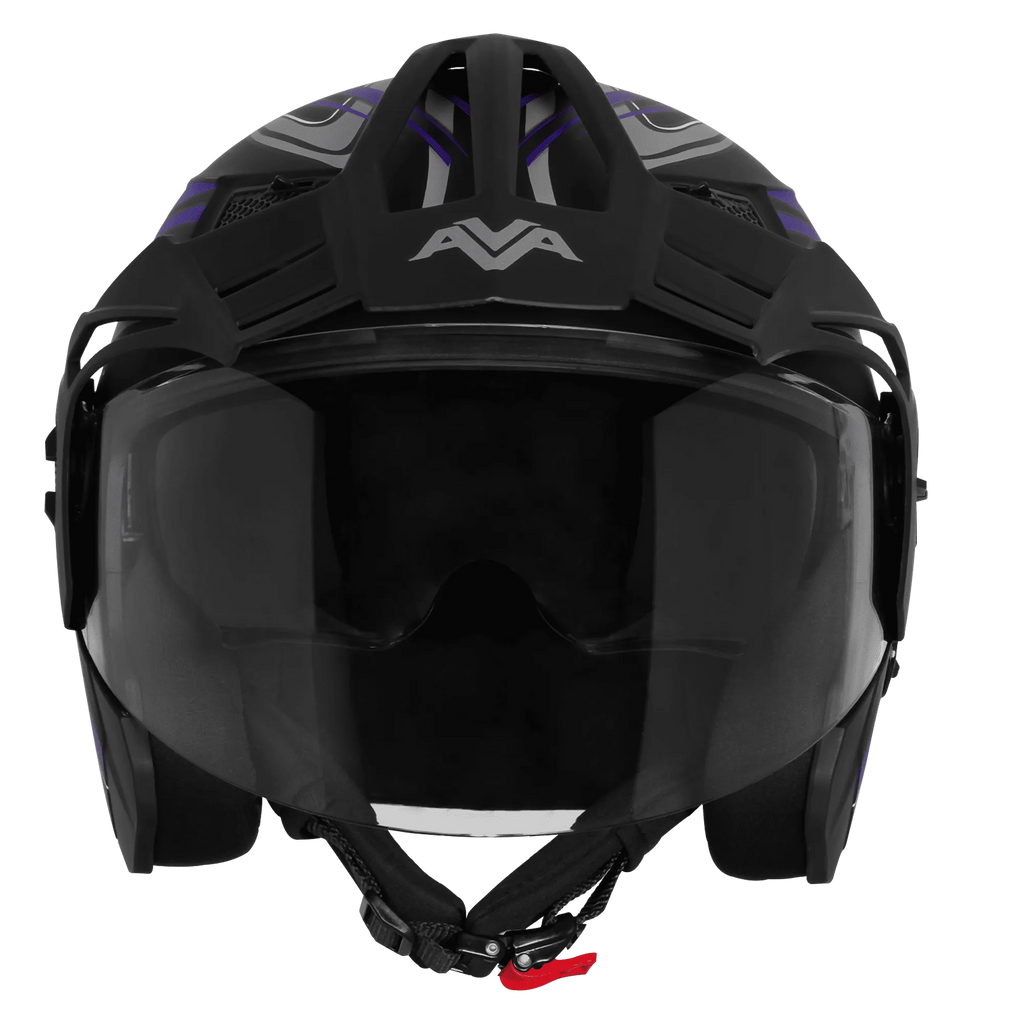 Steelbird Sbh 23 Ava Racer Black Blue Half Face Helmet
