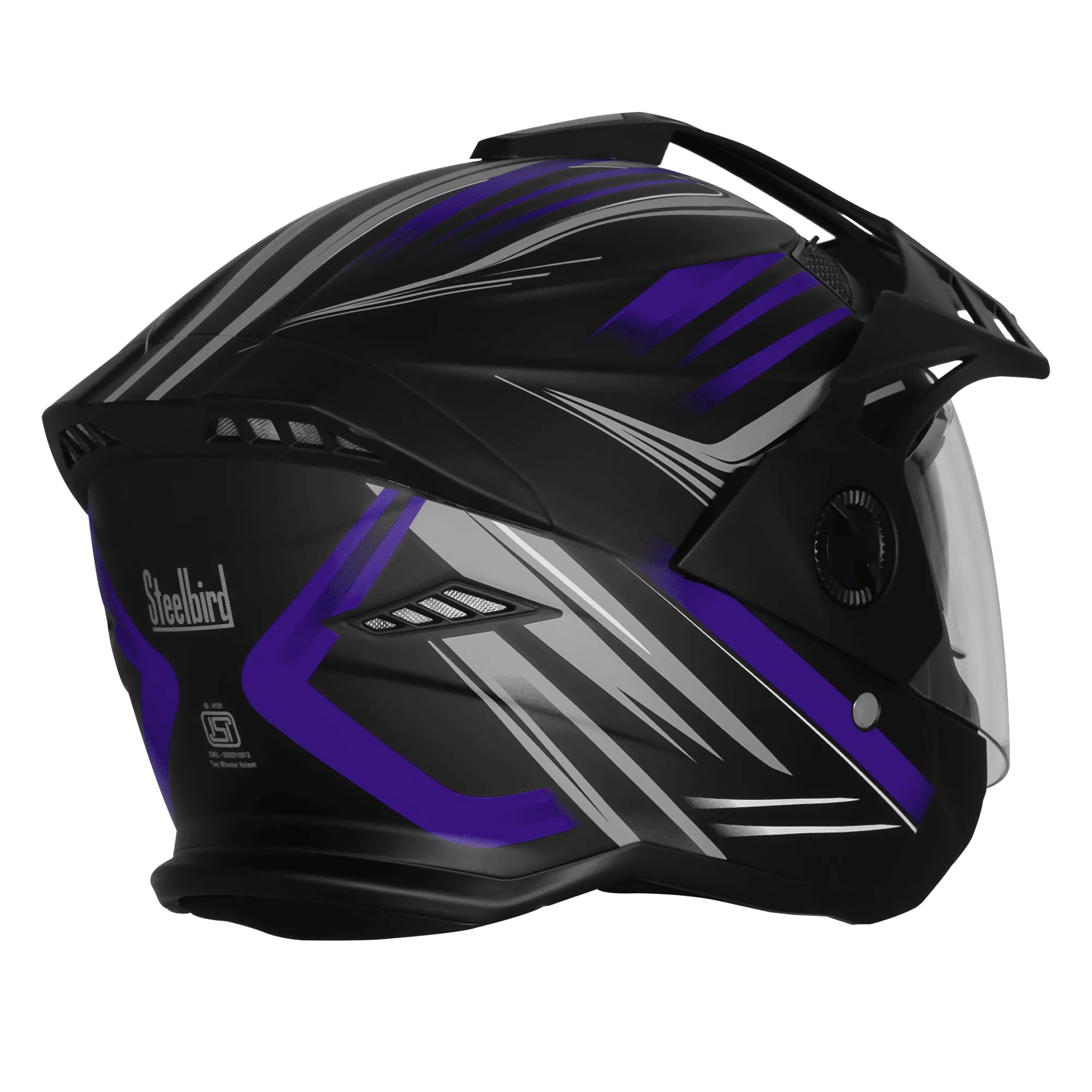 Steelbird Sbh 23 Ava Racer Black Blue Half Face Helmet