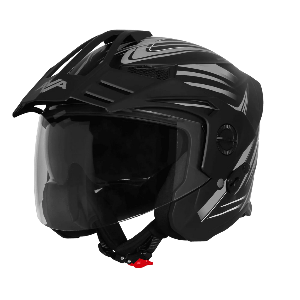 Steelbird Sbh 23 Ava Racer Black Gray Half Face Helmet