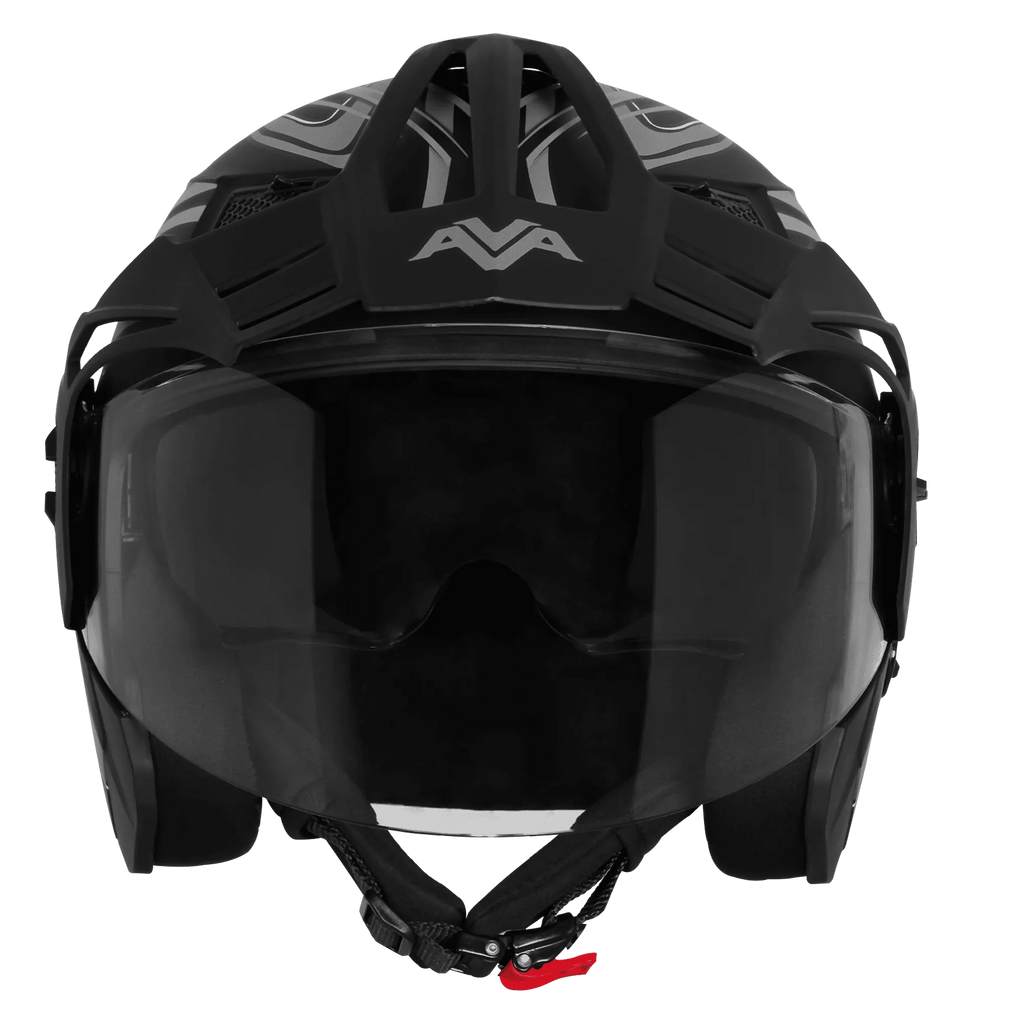 Steelbird Sbh 23 Ava Racer Black Gray Half Face Helmet
