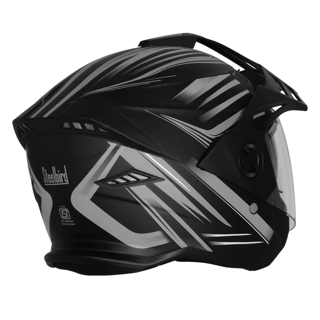Steelbird Sbh 23 Ava Racer Black Gray Half Face Helmet
